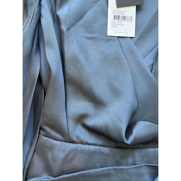 NWT ACLER satin wrap pleated Harlem dress in petrol US 4, $399 - Picture 12 of 13